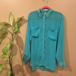 Chiffon american apparel see through button down